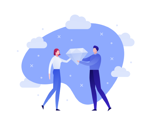 Un hombre y una mujer llevando juntos un diamante azul